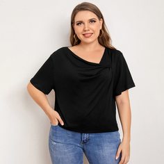 Однотонная футболка размера плюс Shein