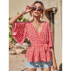 Пояс Цветочный Бохо Блузы Shein