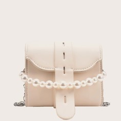 На цепочке с жемчугом Одноцветный Модный Сумка через плечо Shein