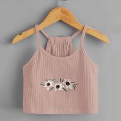 Майка с цветочной вышивкой для девочек Shein