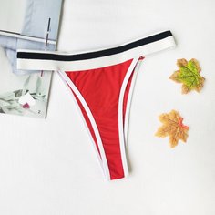 Трусики бикини с полосками Shein