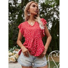 с оборками Сердечко Бохо Блузы Shein