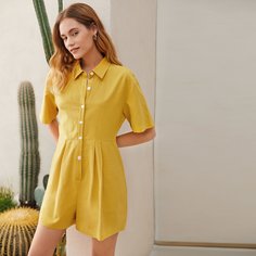 Однобортный однобортный комбинезон-рубашка Shein