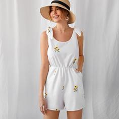 узел Со цветочками Бохо Комбинезоны Shein