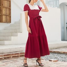 Платье с поясом и застежкой сзади Shein