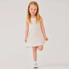 Трикотажное однотонное платье для девочек Shein