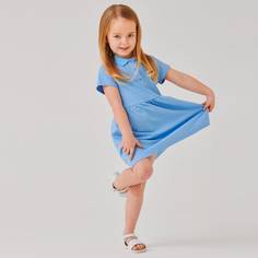 Однотонное платье на пуговицах для девочек Shein