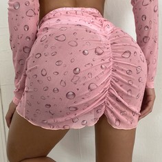 со сборками графический принт Сексуальный Юбки Shein