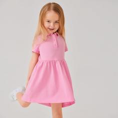 Однотонное платье на пуговицах для девочек Shein