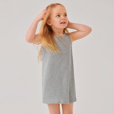 Трикотажное однотонное платье для девочек Shein