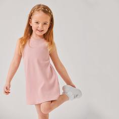 Трикотажное однотонное платье для девочек Shein