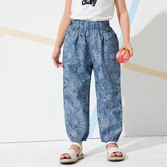 Брюки с принтом пейсли для девочек Shein