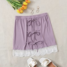 Юбка размера плюс с узлом и кружевной отделкой Shein