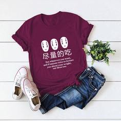 Футболка с текстовым принтом и коротким рукавом Shein
