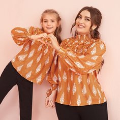 Оборка Полосатый Бохо Блузки для девочек Shein