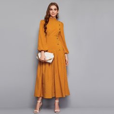 на молнии В горошек Элегантный Платье Shein