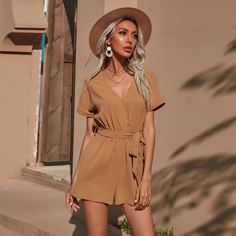 с поясом Одноцветный Повседневный Комбинезоны Shein