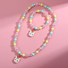 Ожерелье и браслет из бусин с единорогом для девочек Shein