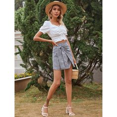 На запах Клетчатый Повседневный Юбки Shein