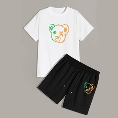 Мужские шорты и футболка с мультипликационным рисунком Shein