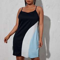 Контрастное платье на бретелях размера плюс Shein