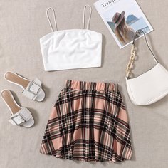 Топ и юбка в клетку Shein