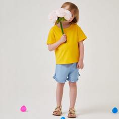 Однотонная футболка для девочек Shein