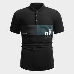 Мужская рубашка-поло с текстовым принтом Shein