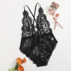 Кружевное прозрачное боди размера плюс Shein