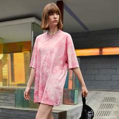 Длинная футболка оверсайз с принтом тай дай Shein