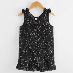 с бантом В горошек милый Комбинезоны для девочек Shein