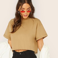 Однотонный топ со спущенным рукавом Shein