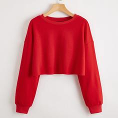 Однотонный короткий пуловер Shein