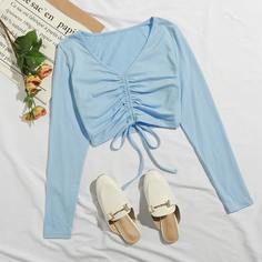 Короткая футболка на кулиске Shein