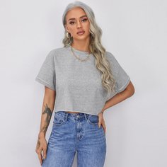 Однотонная короткая футболка Shein