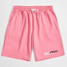 Карман буква Спортивный Мужские шорты Shein