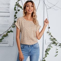 Принт Повседневный Блузы Shein