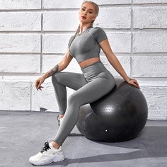 Одноцветный Спортивный комплектный костюм Shein