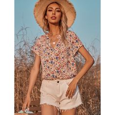 Цветочный Бохо Блузы Shein