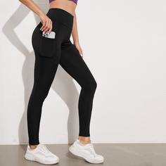 с карманами Одноцветный Спортивные леггинсы Shein