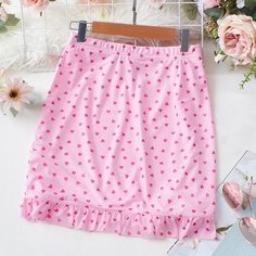 С оборками Сердечко Повседневный Юбки Shein