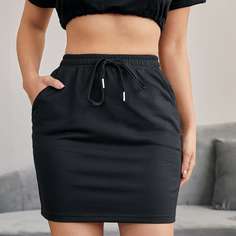 Юбка с карманами на кулиске Shein