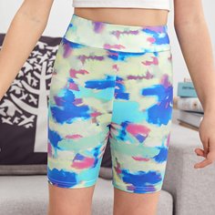 Байкерские шорты с принтом тай дай для девочек Shein