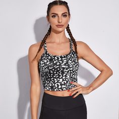 крест на крест Принт Спортивные бюстгальтеры Shein