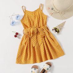 с поясом Сердечко Бохо Платья для девочек Shein