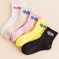 5 пар носки с текстовым принтом для девочек Shein