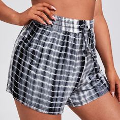 Шорты размера плюс с принтом на кулиске Shein