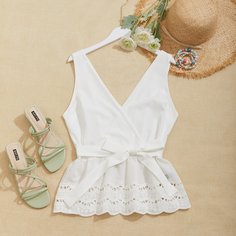 Пояс Одноцветный Повседневный Блузы Shein