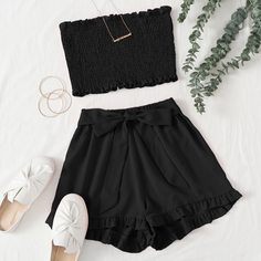 Шорты и топ с оригинальной отделкой размера плюс Shein