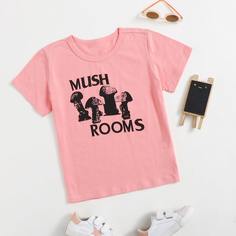 Футболка с принтом гриба для девочек Shein